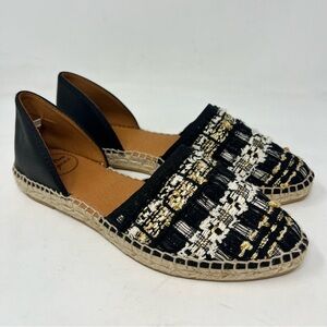 Toni Pons origens Olga Espadrille flats black gold woven tweed sz 37 US 6.5 NEW